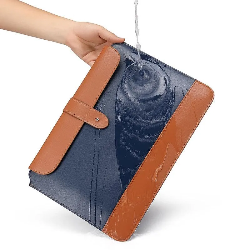 11-12 Inch Horizontal Microfiber Notebook Liner Bag in Black & Brown