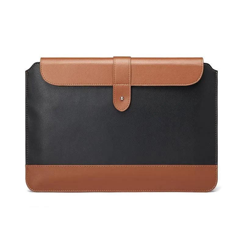 11-12 Inch Horizontal Microfiber Notebook Liner Bag in Black & Brown
