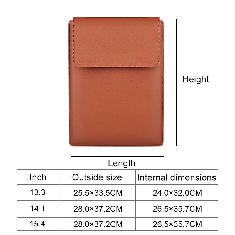 15.4 Inch Laptop Leather Sleeve Carrying Bag