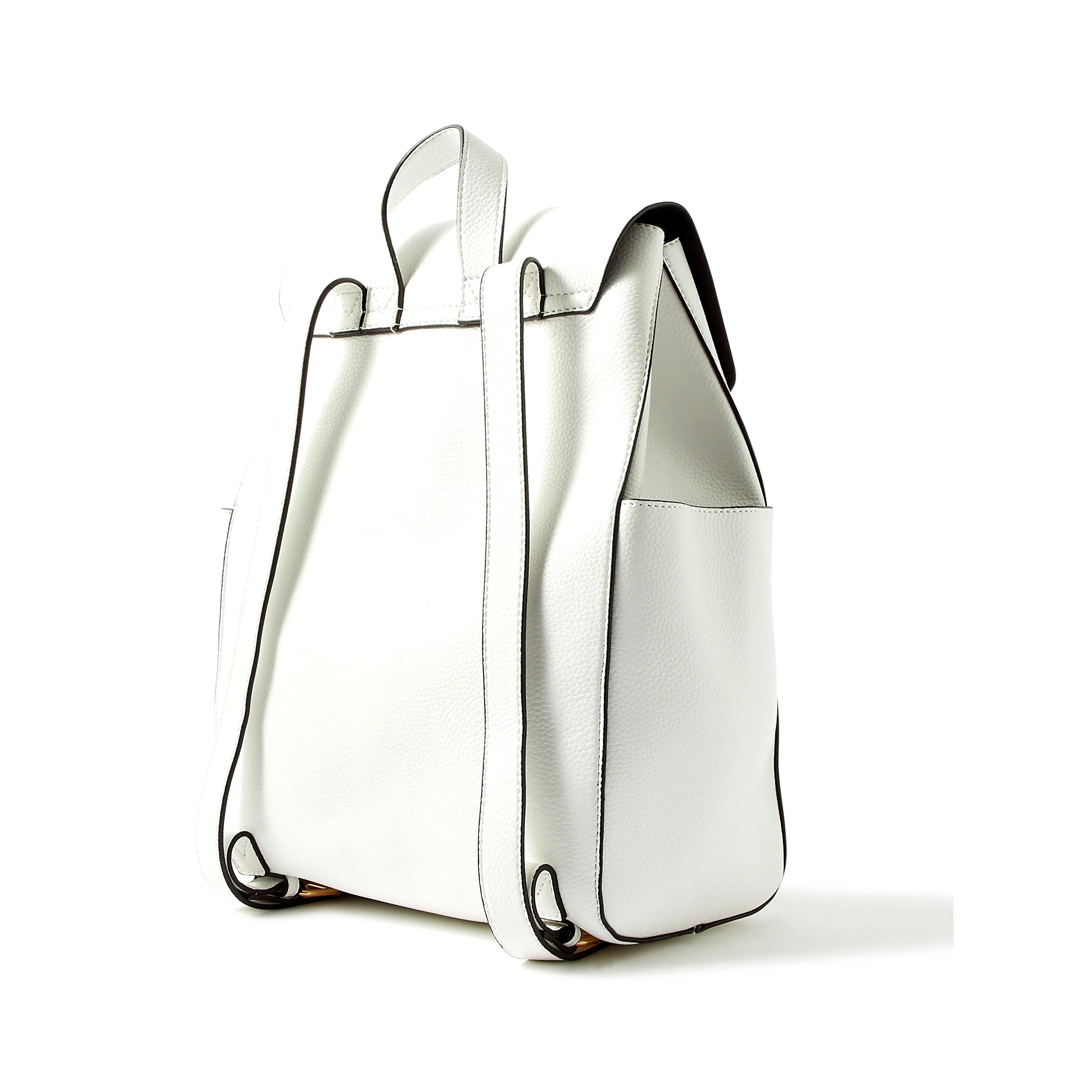 Accessorize London Women's Faux Leather White Nikki zip backpack bag