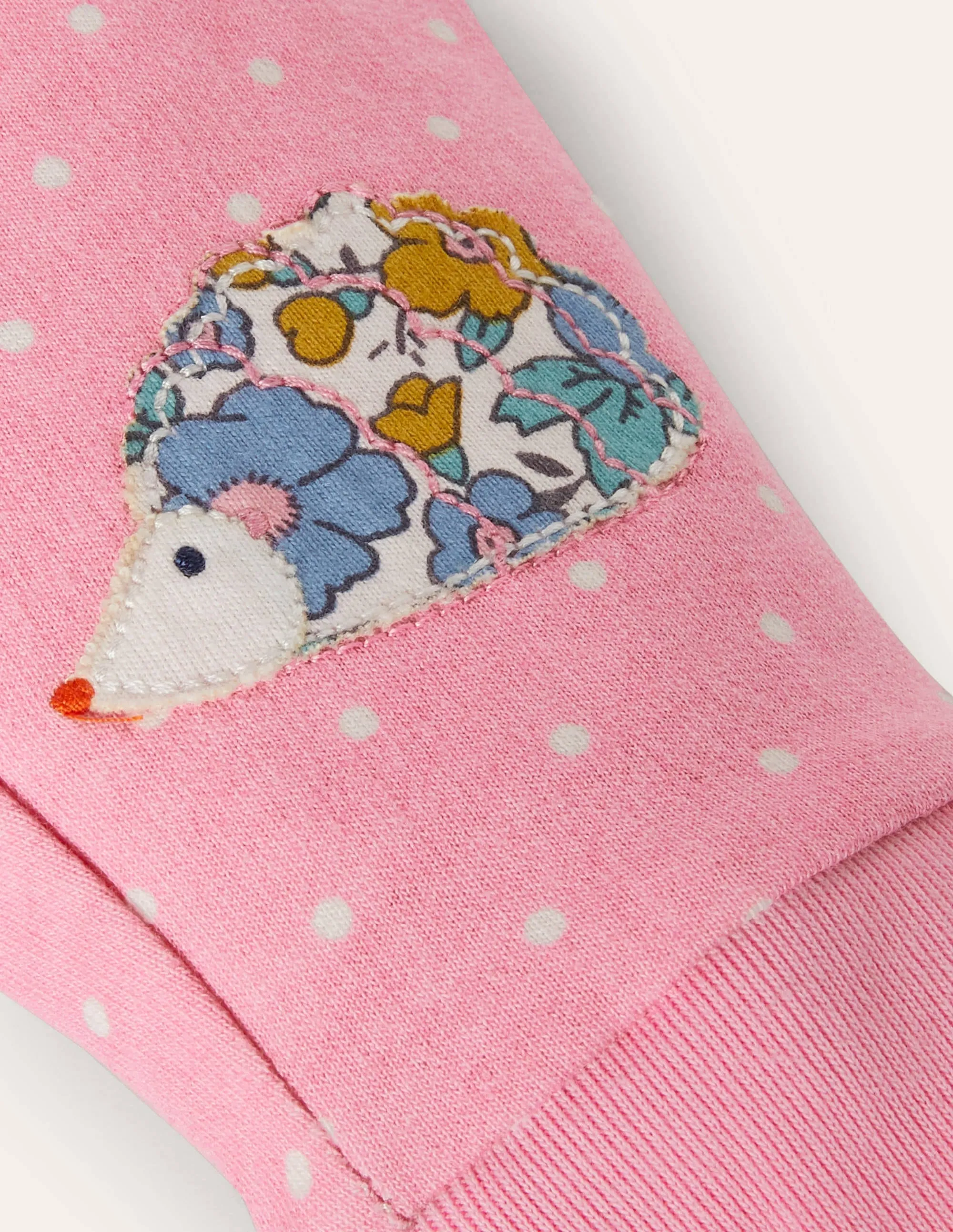 Appliqué Knee Jersey Bottoms-Formica Pink Hedgehogs
