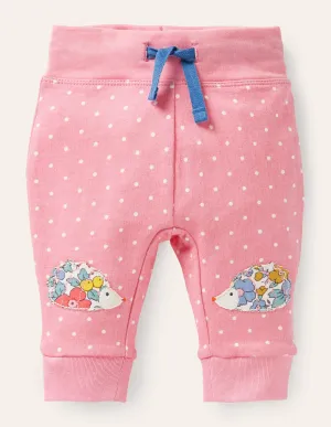 Appliqué Knee Jersey Bottoms-Formica Pink Hedgehogs