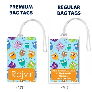 Bag Tags Blue Owl Design - Set of 5