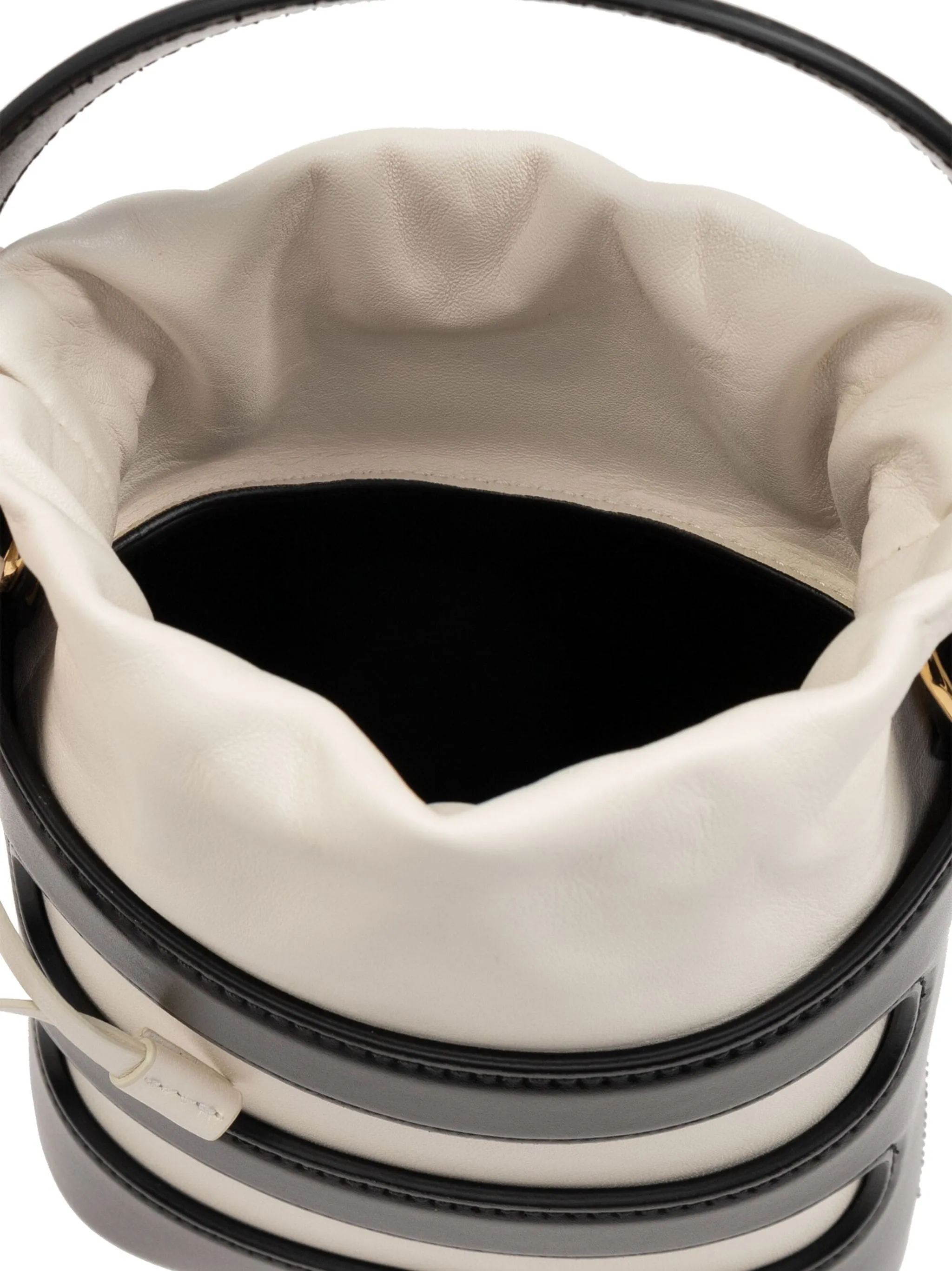 Black and White Calf Leather Bucket Bag