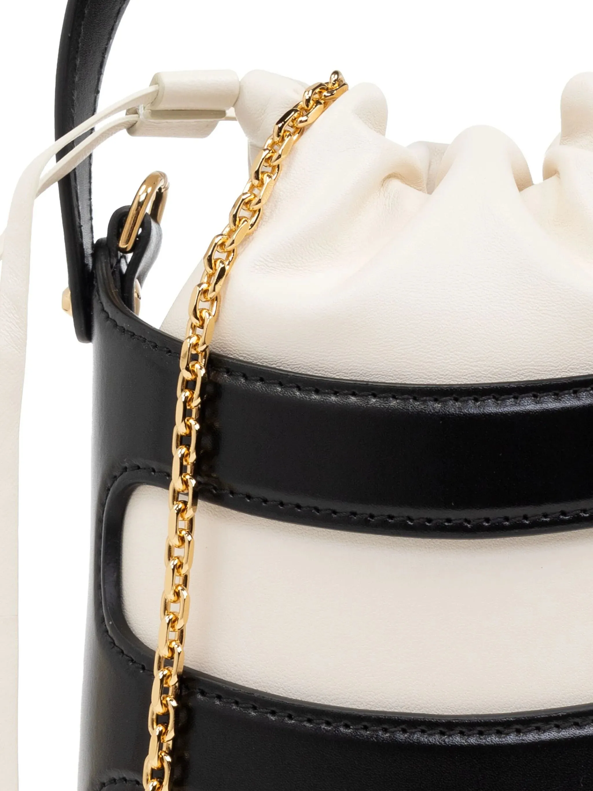 Black and White Calf Leather Bucket Bag