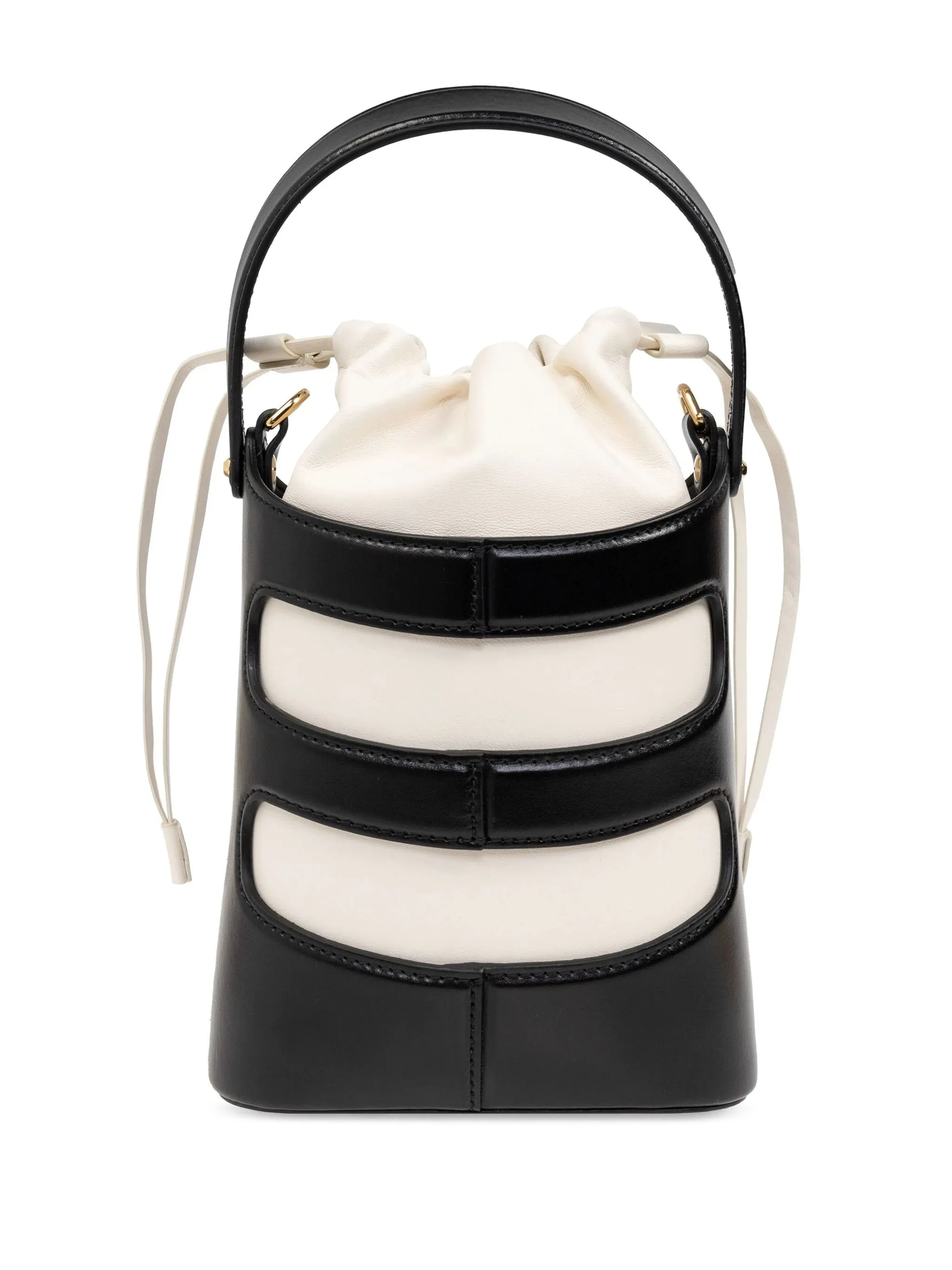 Black and White Calf Leather Bucket Bag