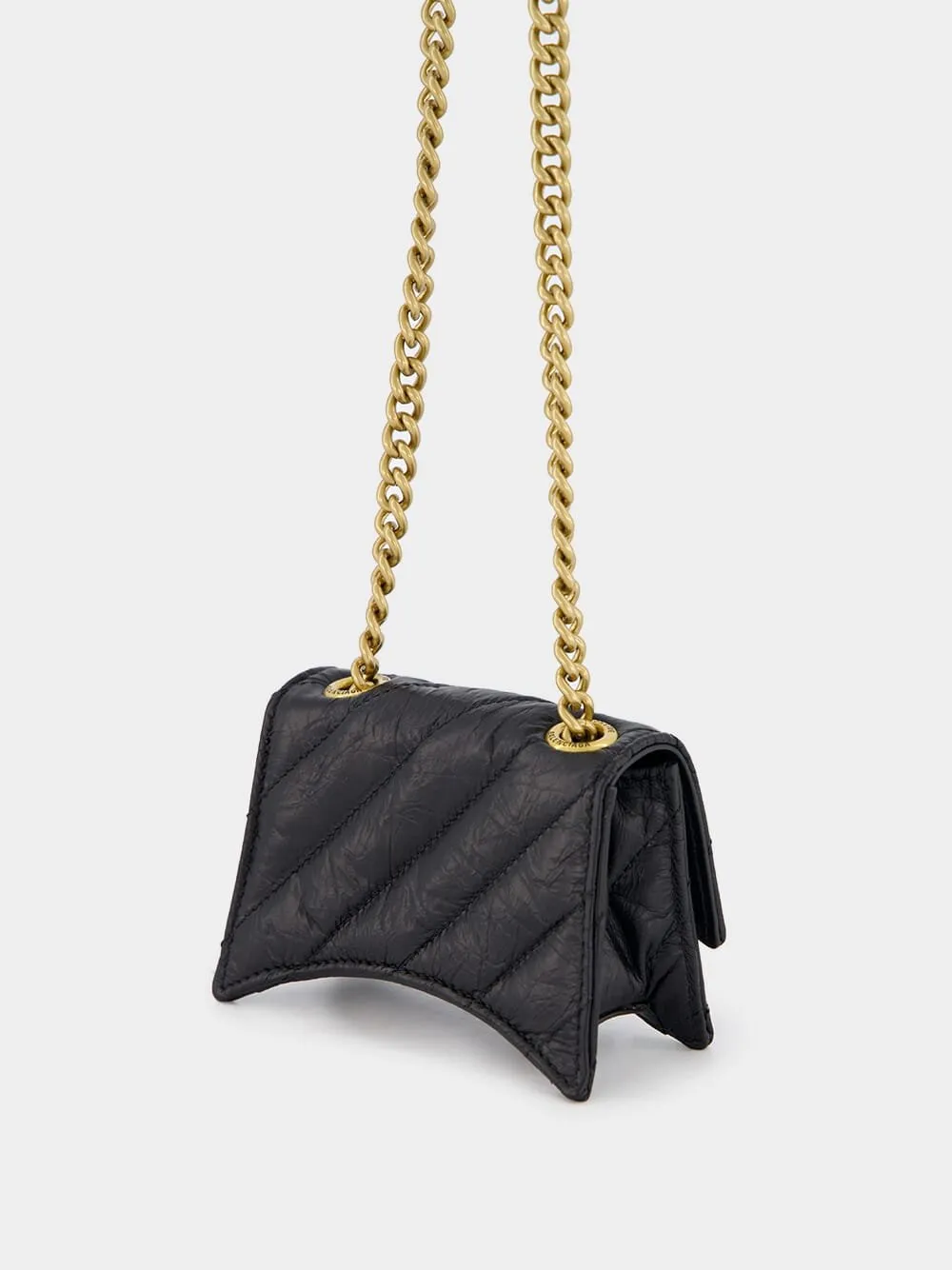Black Quilted Crush Mini Chain Bag