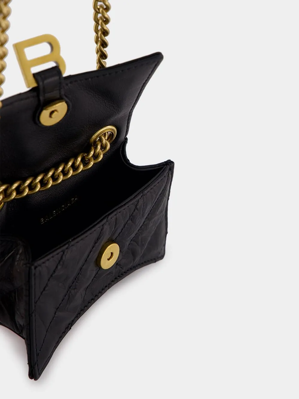 Black Quilted Crush Mini Chain Bag