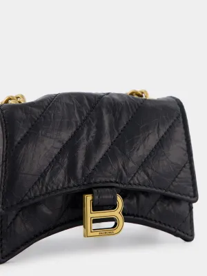 Black Quilted Crush Mini Chain Bag