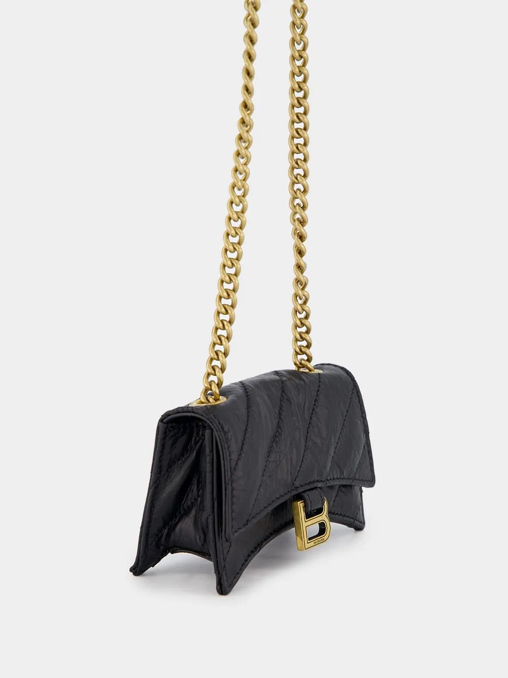 Black Quilted Crush Mini Chain Bag