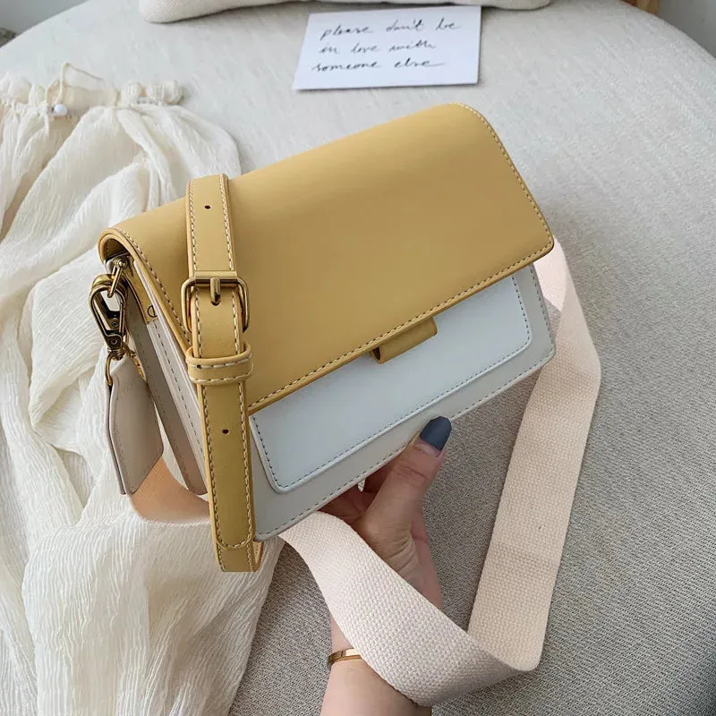 Contrast Color Leather Crossbody Bags for Women