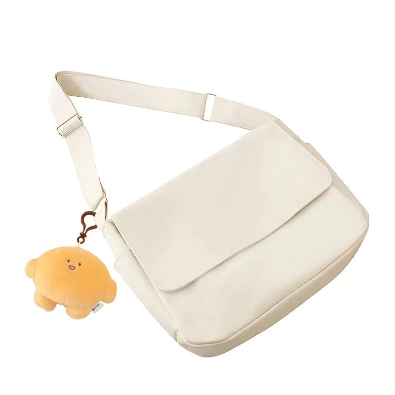 Darianrojas Women Handbag Japanese Ins Simple Style Solid Color Versatile Messenger Bag Sail Cloth Schoolbag Men Korea