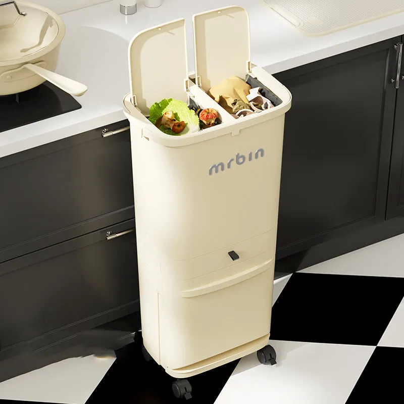 Dual Kitchen Trash Bin  with Wheels
