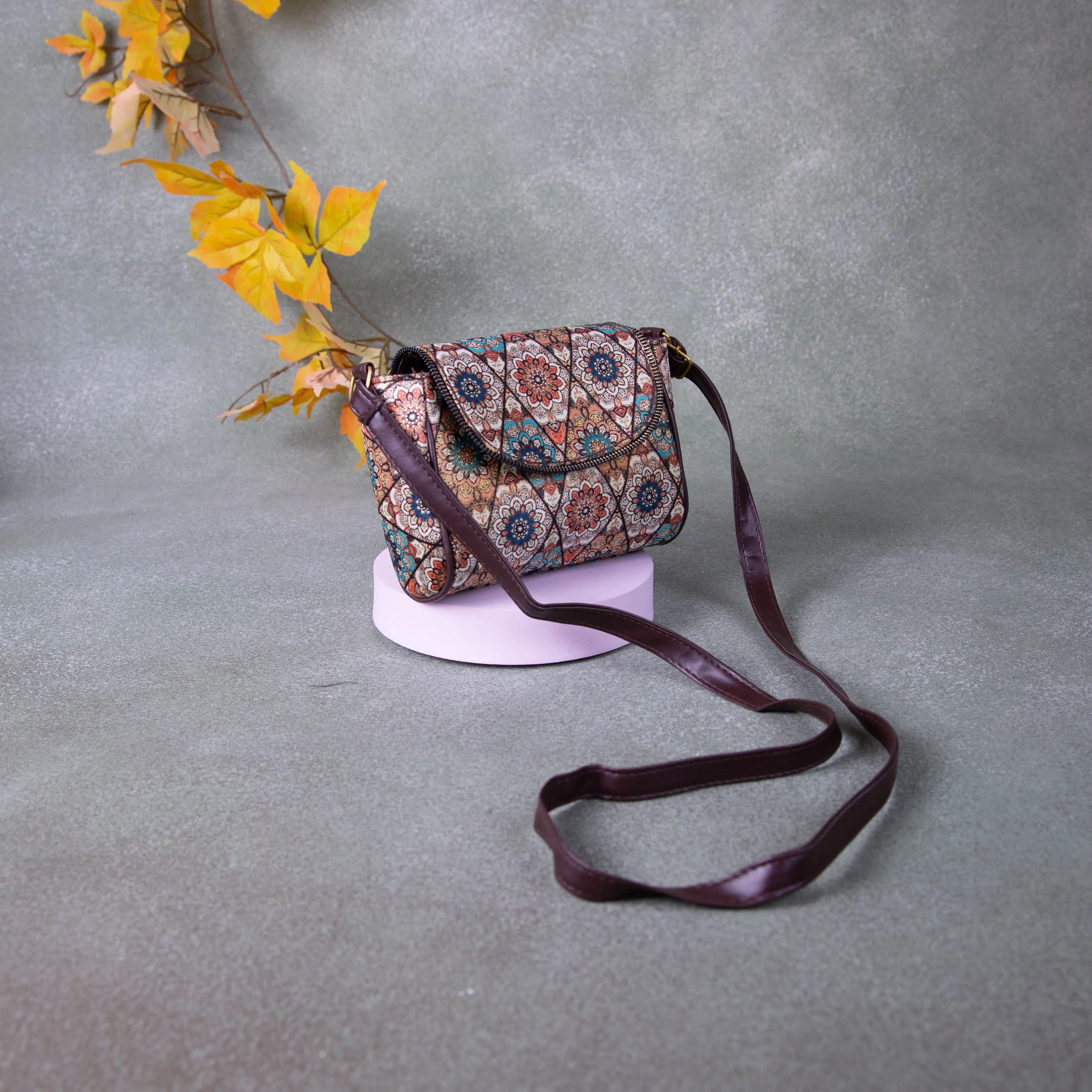 Easy Slings Sandal with Blue Flower Design.  - (Double partition)