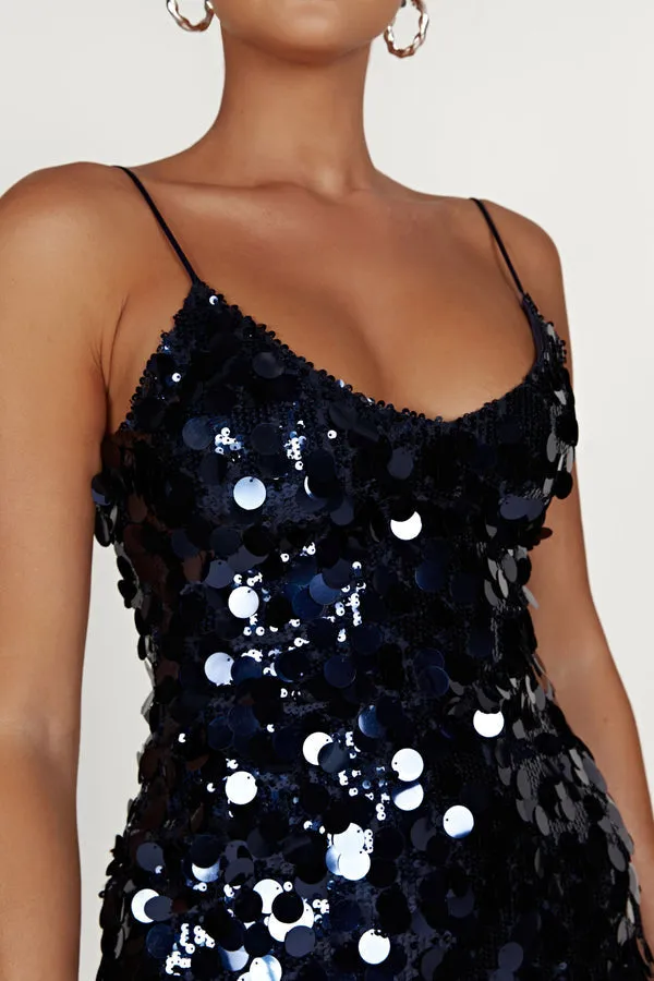 Fashion Sequin Irregular Spaghetti-Strap Dress