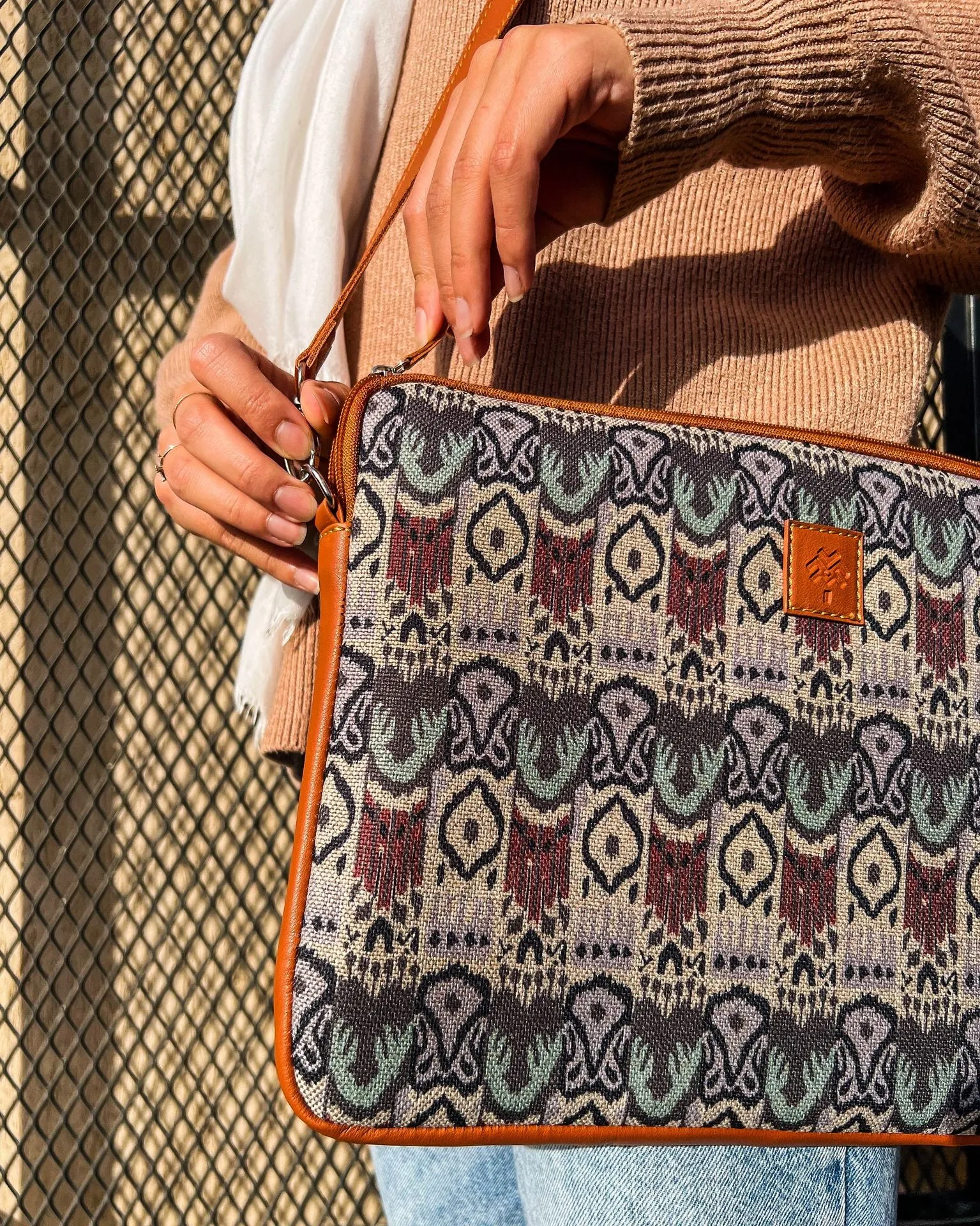 Faux Knit Laptop Sleeve Brown And Pistachio