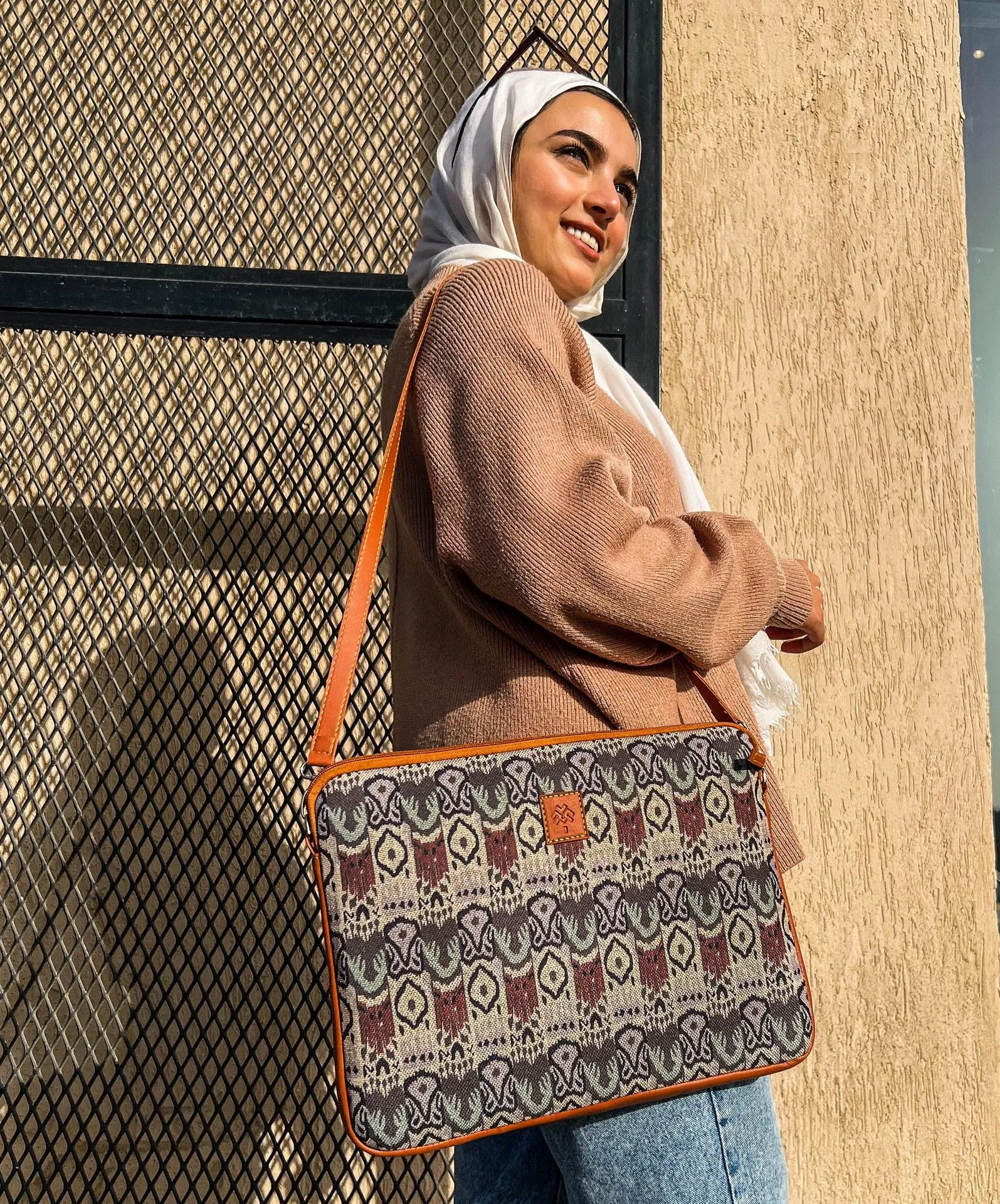 Faux Knit Laptop Sleeve Brown And Pistachio