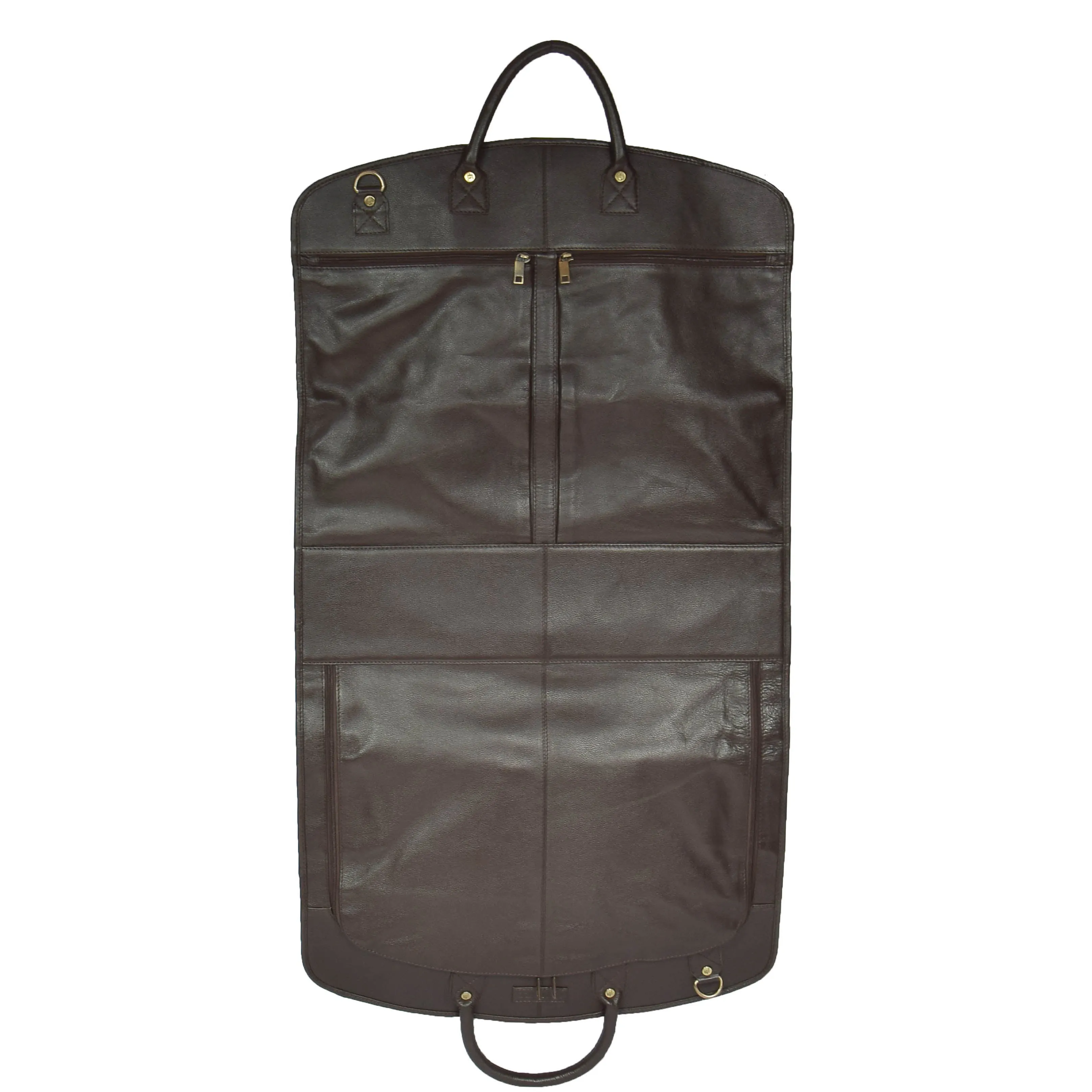 Genuine Soft Leather Suit Carrier Dress Garment Bag A173 Brown