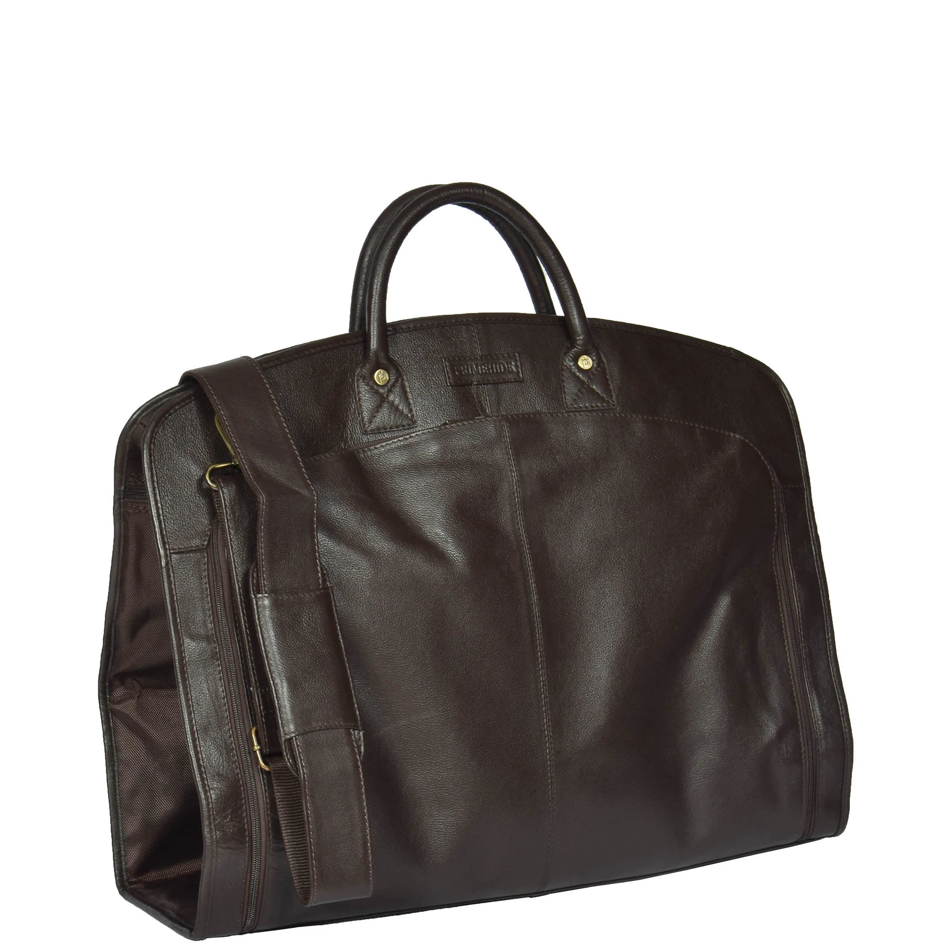 Genuine Soft Leather Suit Carrier Dress Garment Bag A173 Brown