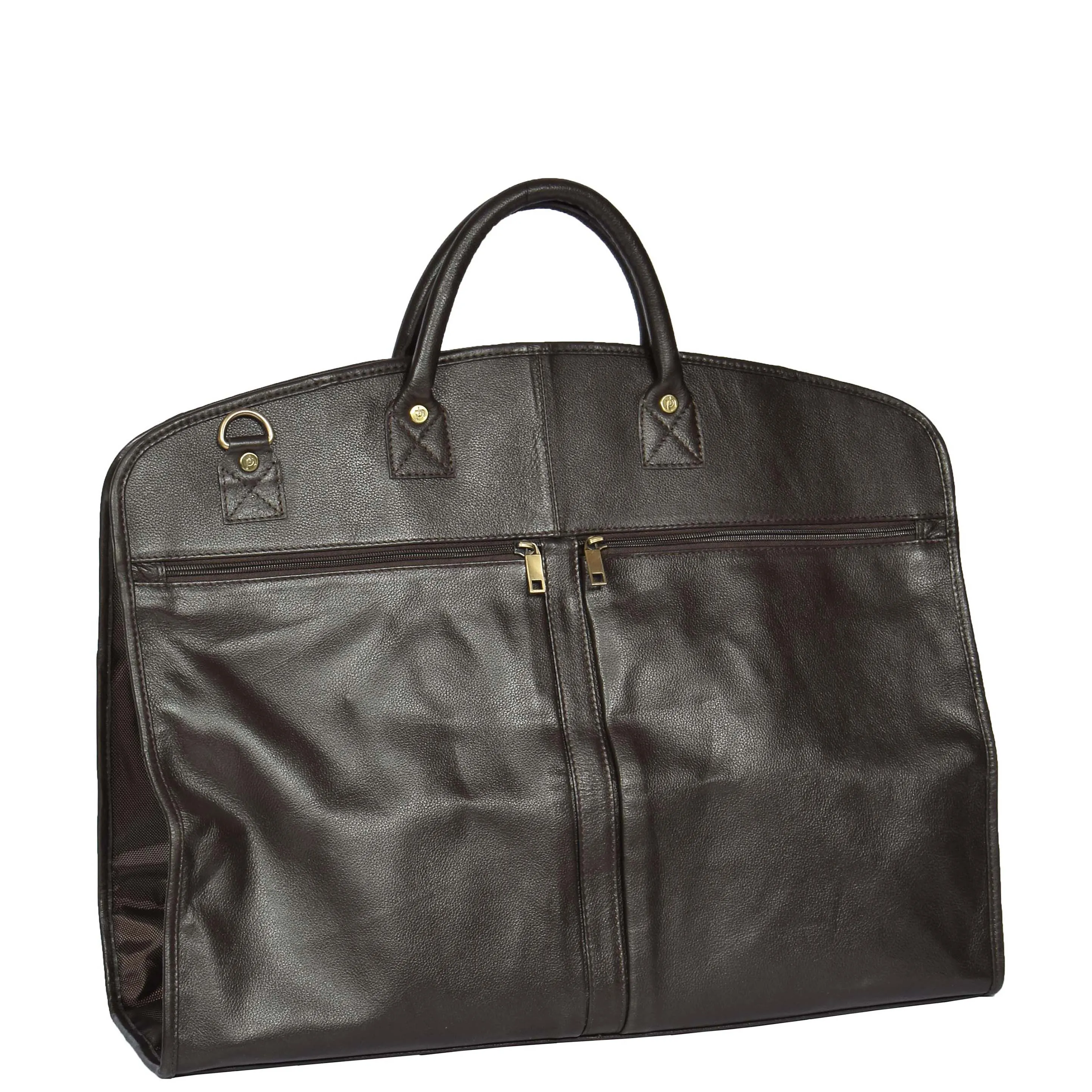 Genuine Soft Leather Suit Carrier Dress Garment Bag A173 Brown