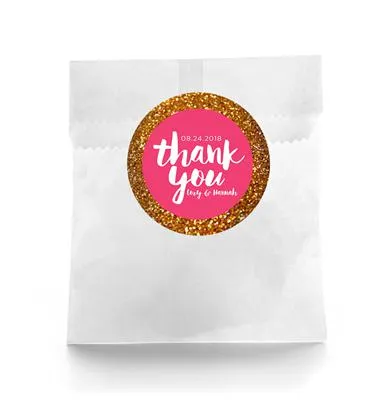 Gold Glitter Wedding Favor Labels