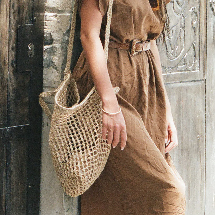 Maria Woven Market Bag - Natural Fiber Strap