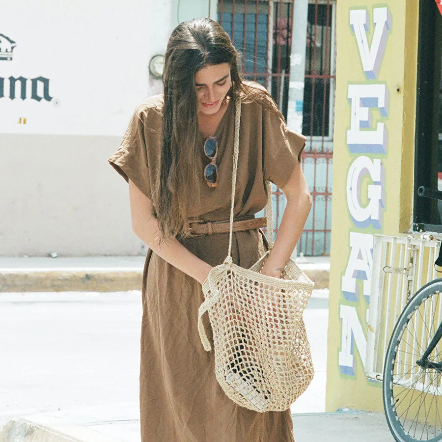 Maria Woven Market Bag - Natural Fiber Strap