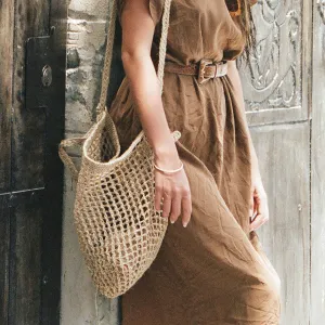 Maria Woven Market Bag - Natural Fiber Strap