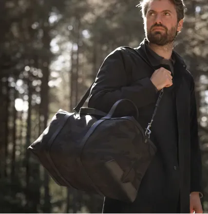 Mismo Tour Medium Duffle in Black Camo and Black Leather