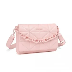 Miss Lulu Quilted Shoulder Bag - Elegant Pink Handbag with Chain Strap