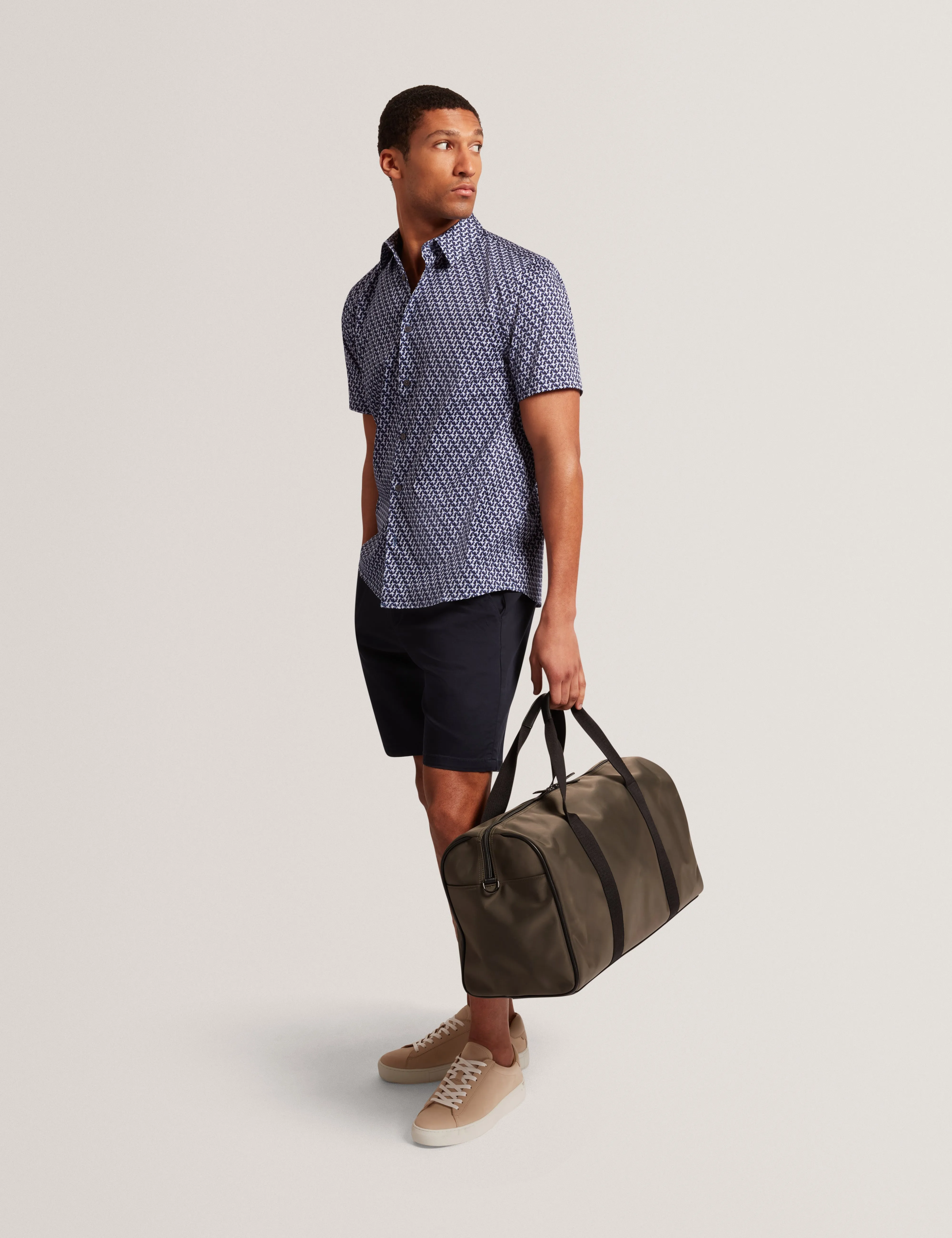 Nelsons Nylon Tb Script Holdall Bag Khaki