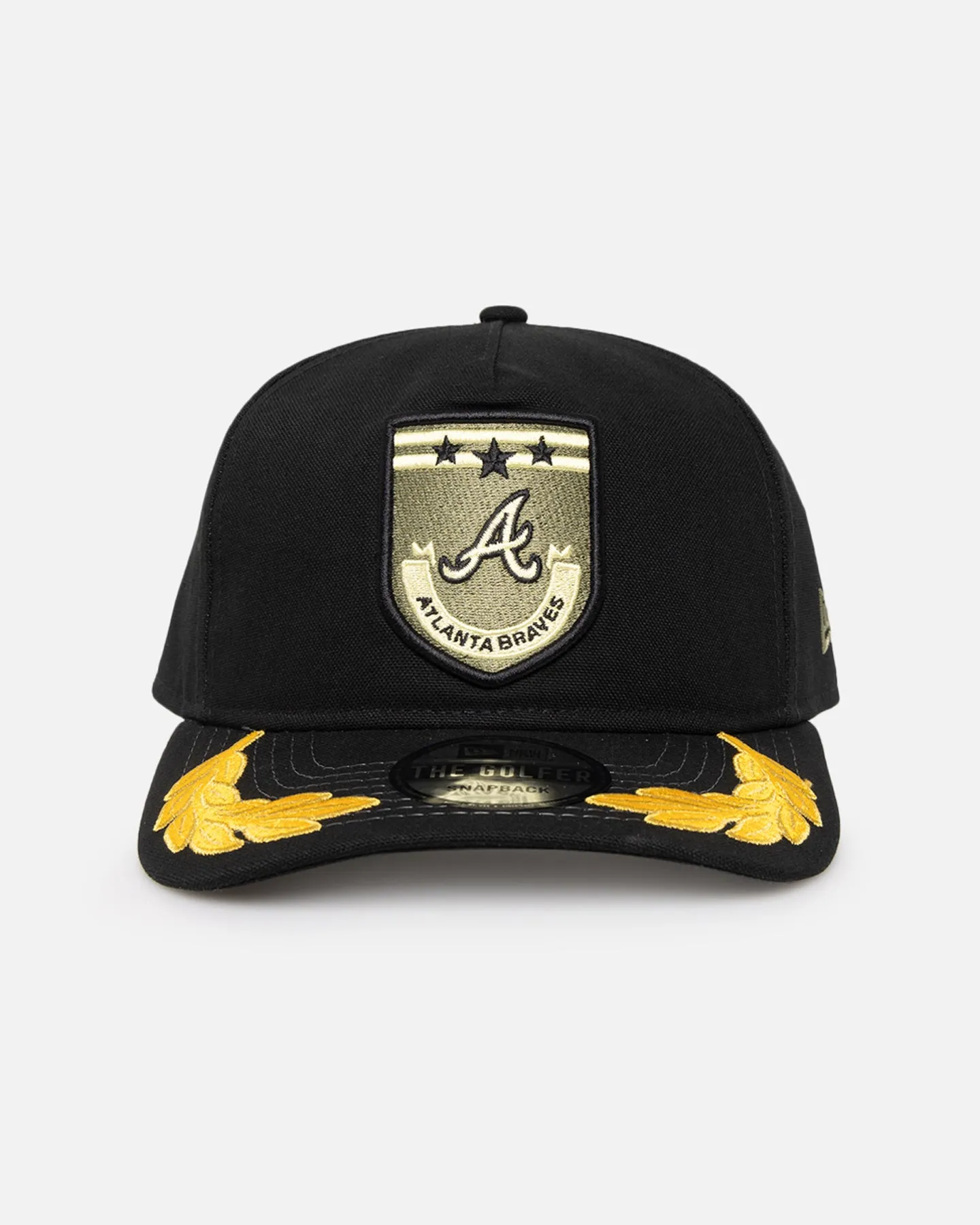 New Era Atlanta Braves 'Military Patch' Pre-Curved Golfer Snapback Black