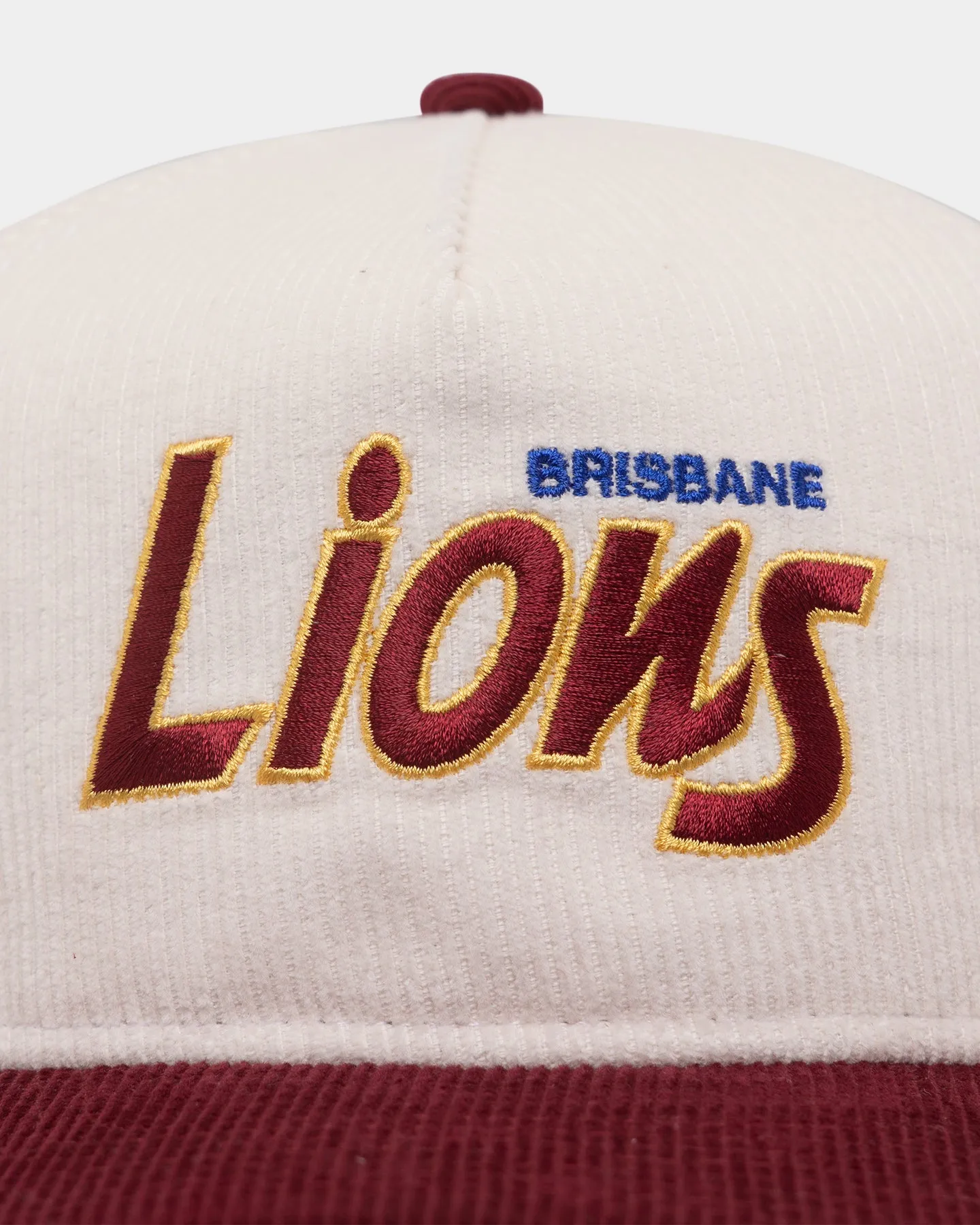New Era Brisbane Lions "AFL Cord Script" Golfer Snapback Chrome/OTC