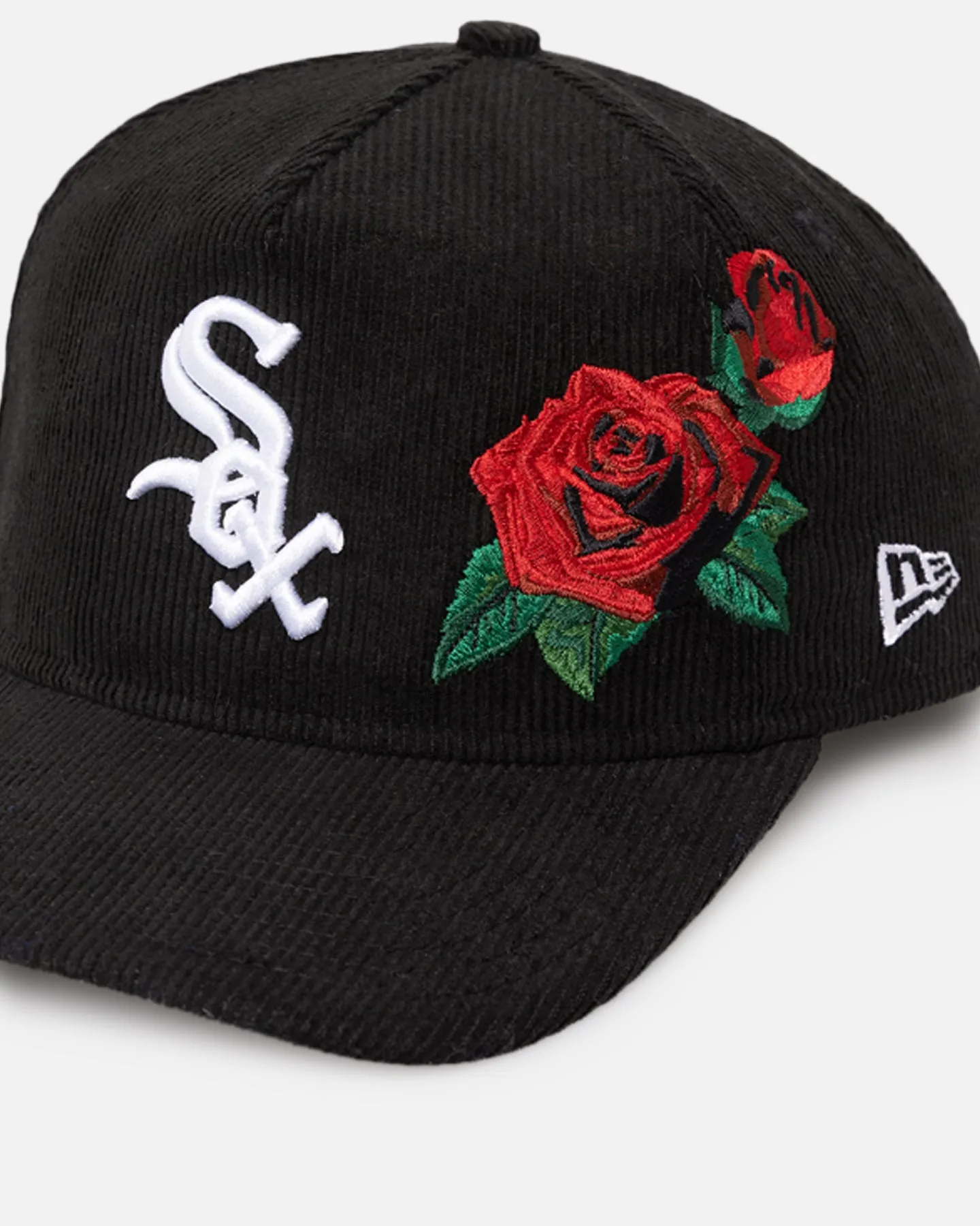New Era Chicago White Sox 'Corduroy Roses' Golfer Pre-Curved Snapback Black Corduroy/White