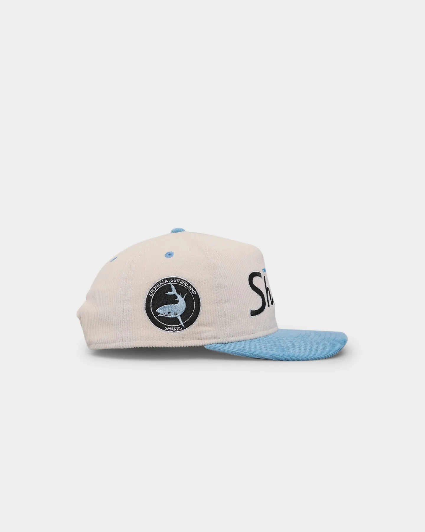 New Era Cronulla Sharks 'NRL Retro Script Corduroy' Golfer Snapback Chrome White