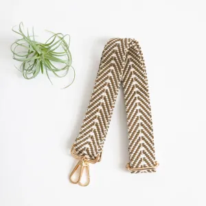 Olive & Cream Woven Zig Guitar Style Adjustable Strap