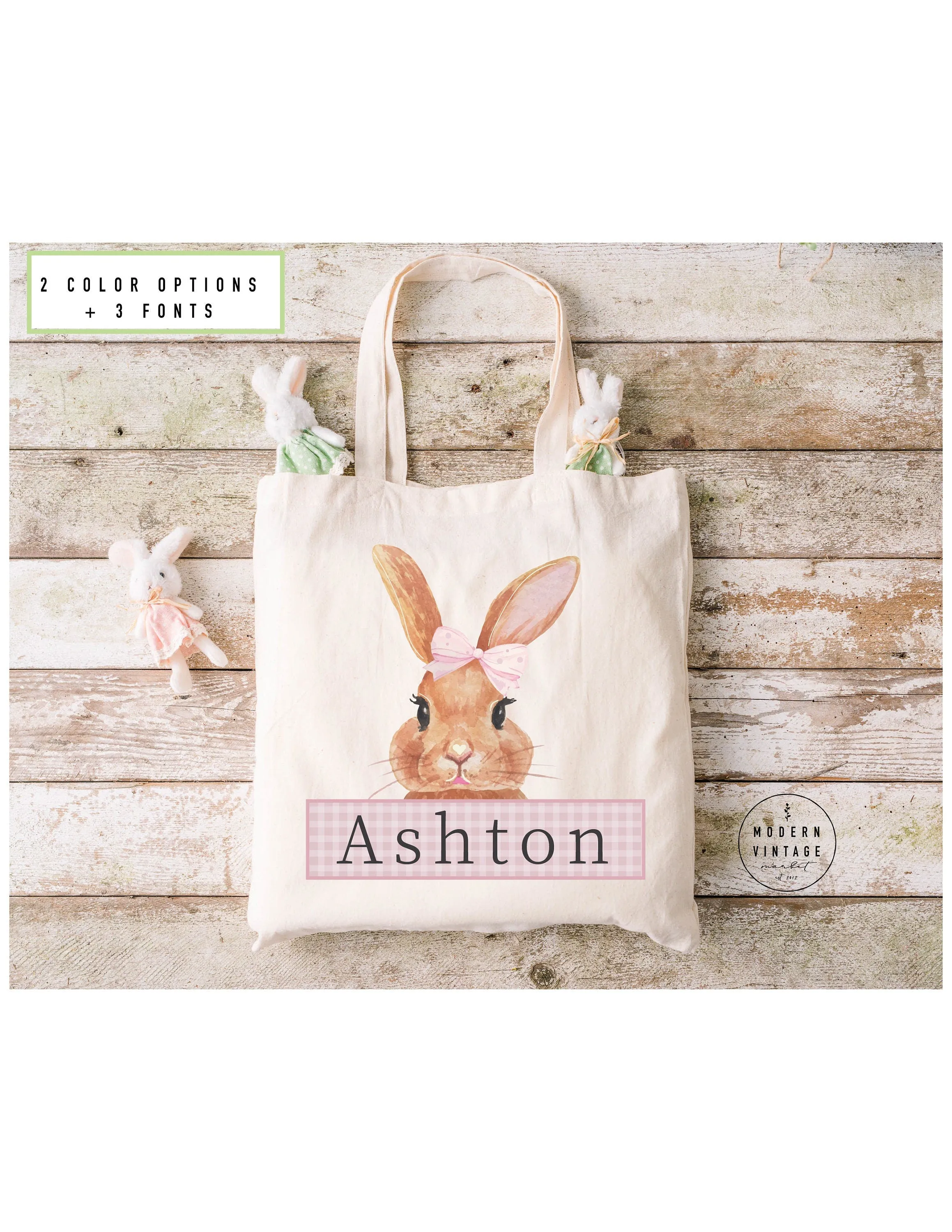 Personalized Easter Basket Tote Bag | Easter Gift Ideas| Easter Bunny Bags | Easter Tote Bag |Girls Easter Bag|Easter Bag|Bunny Tote|PINK