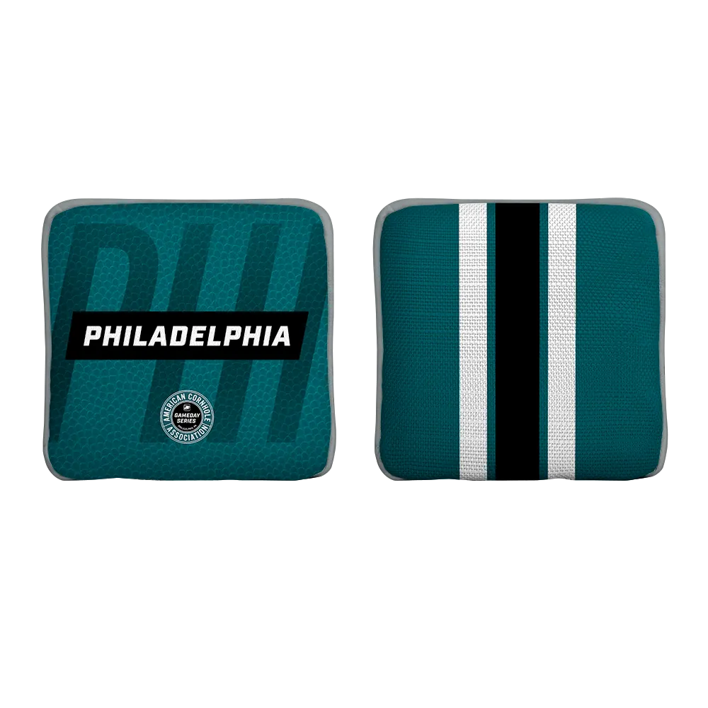 Philadelphia Football Gameday Stripes Synergy Edge Cornhole Bags