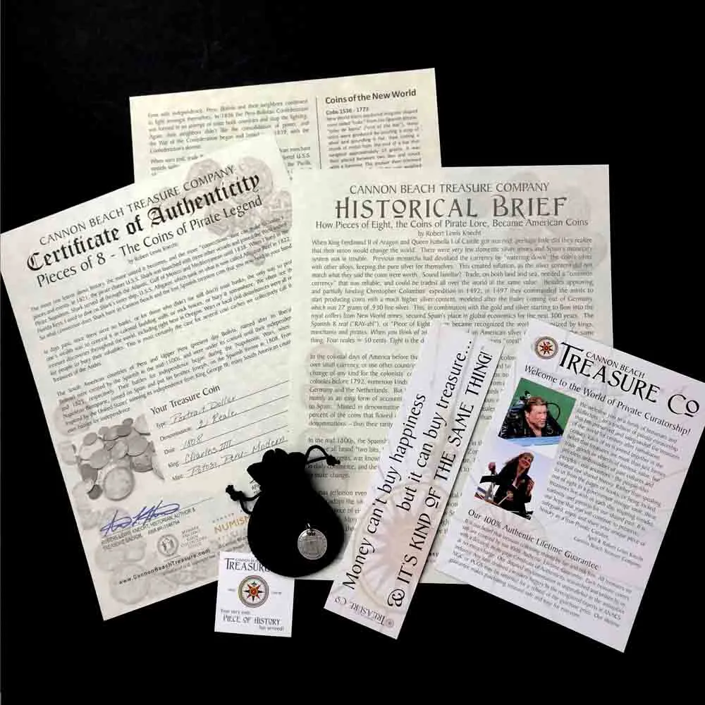 Pirate Chic Silver 1 Reale Spanish Portrait Dollar Dated 1820 - the Legendary "Piece of Eight" Pendant | Artifact #8856