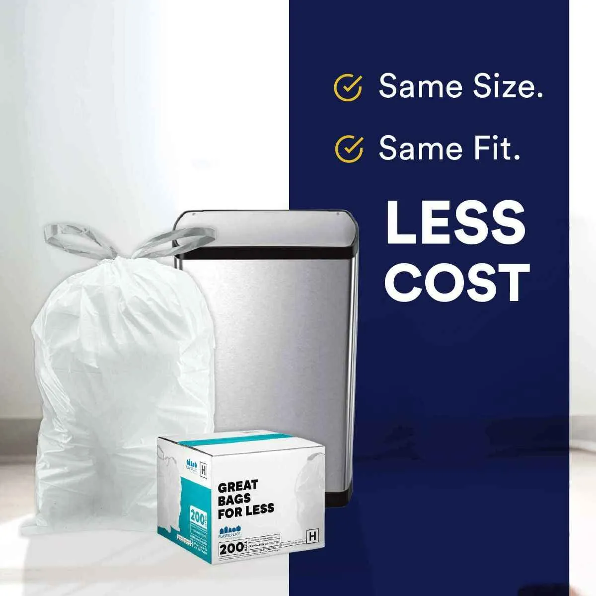 Simplehuman®* Compatible Trash Bags - Code H - 8-9 Gallon - 100/Case