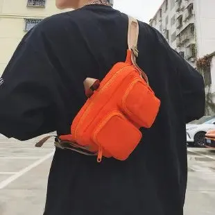 Sohiwoo Solid Soft Nylon Zipper Waist Packs 2025 High Quality Versatile Casual Chest Bag Neutral Style Simple Commuting Crossbody Bag