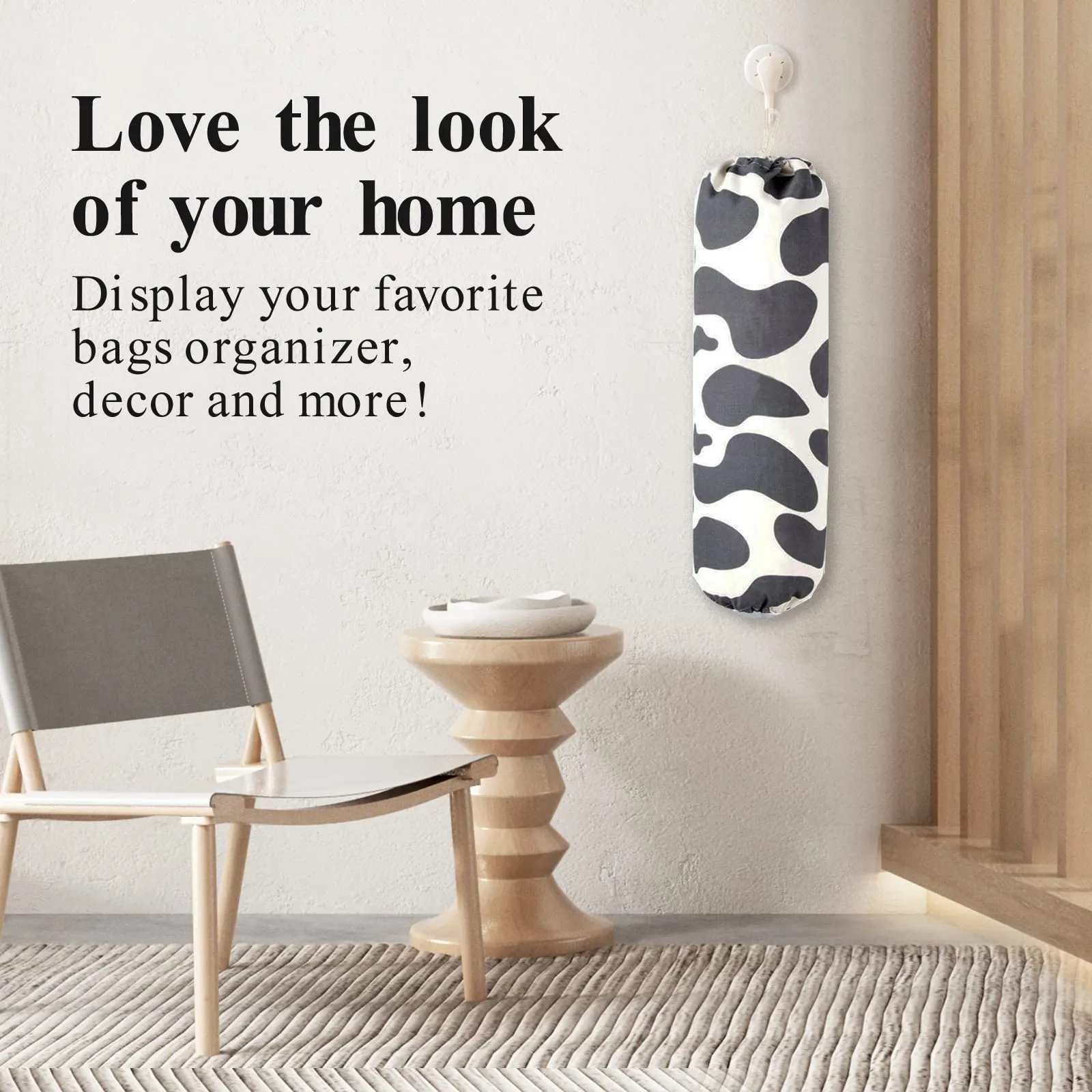 TOGETRUE Plastic Bag Holder, Wall Mount Plastic Bag Organizer Dispenser, Heavy Duty Grocery Bag Storage Holder, Hanging Shopping Bag Holder for Home Kitchen Camper (Black Spots)