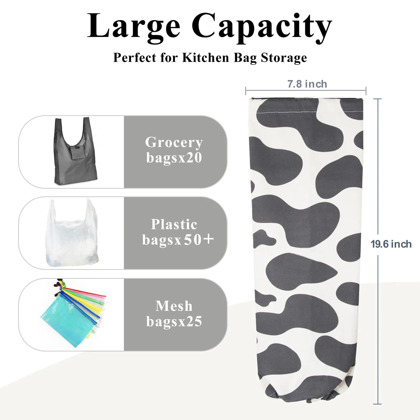 TOGETRUE Plastic Bag Holder, Wall Mount Plastic Bag Organizer Dispenser, Heavy Duty Grocery Bag Storage Holder, Hanging Shopping Bag Holder for Home Kitchen Camper (Black Spots)
