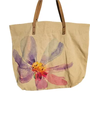 Tote Bag Canvas Purple Watercolor Flower