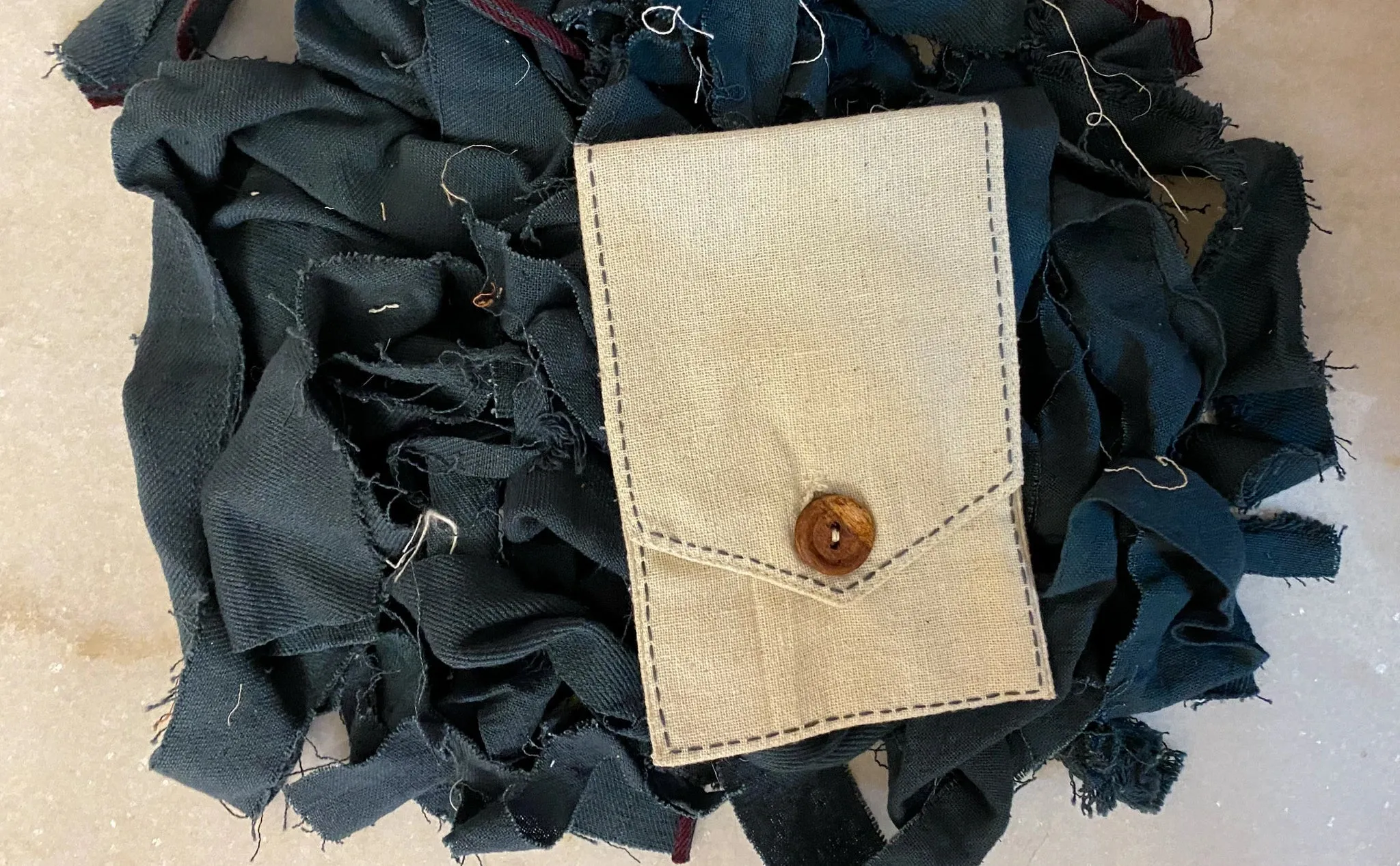 White/ Charcoal Grey/ Beige Upcycled Belt Bag
