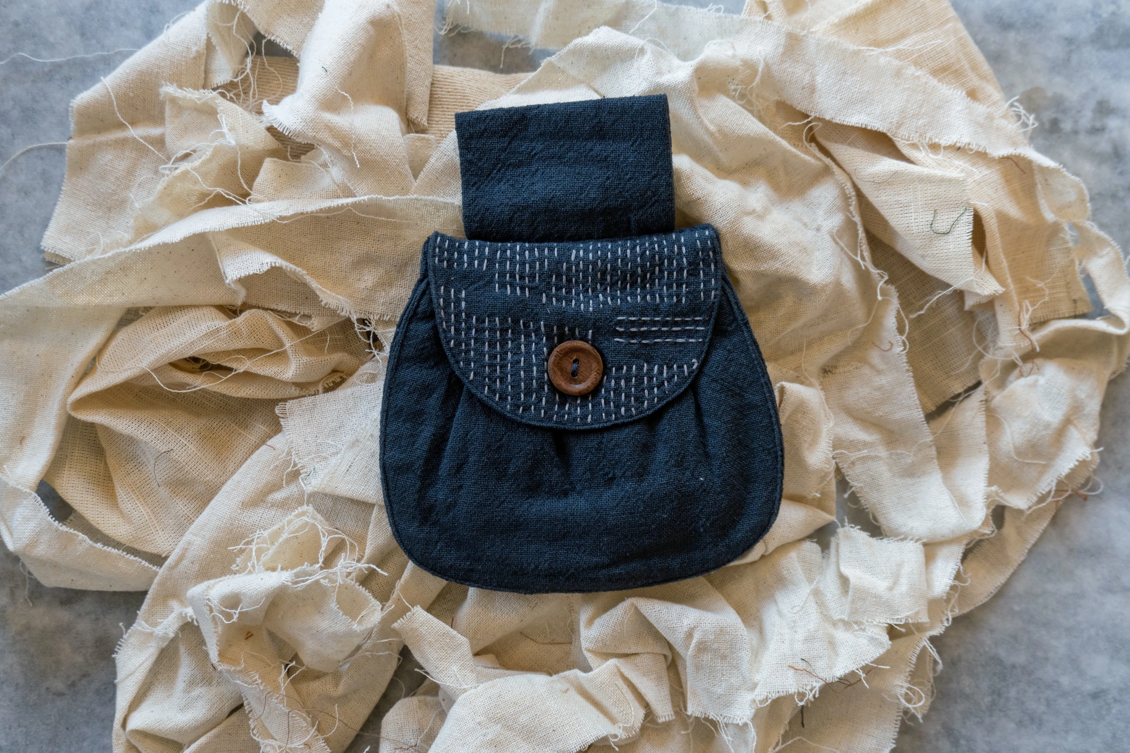 White/Charcoal Grey/Beige Upcycled Cotton Belt Bags