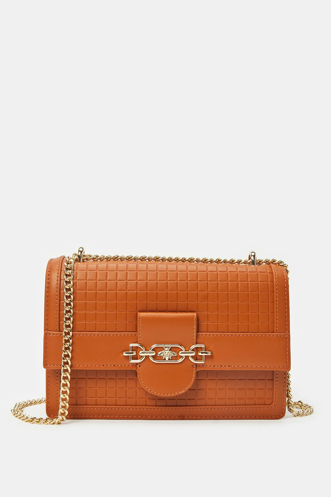 Women Tan Embellished Crossbody Bag