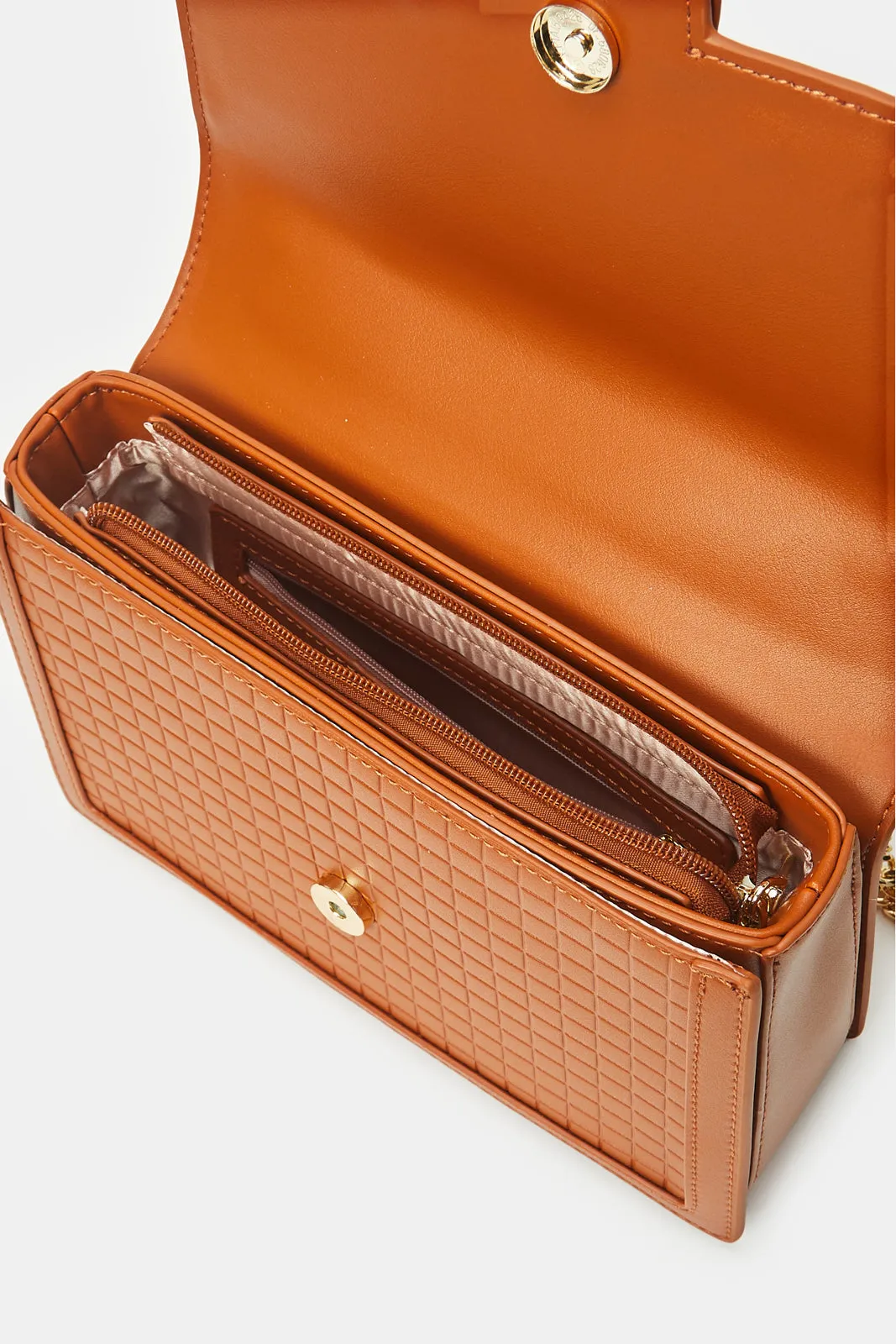 Women Tan Embellished Crossbody Bag