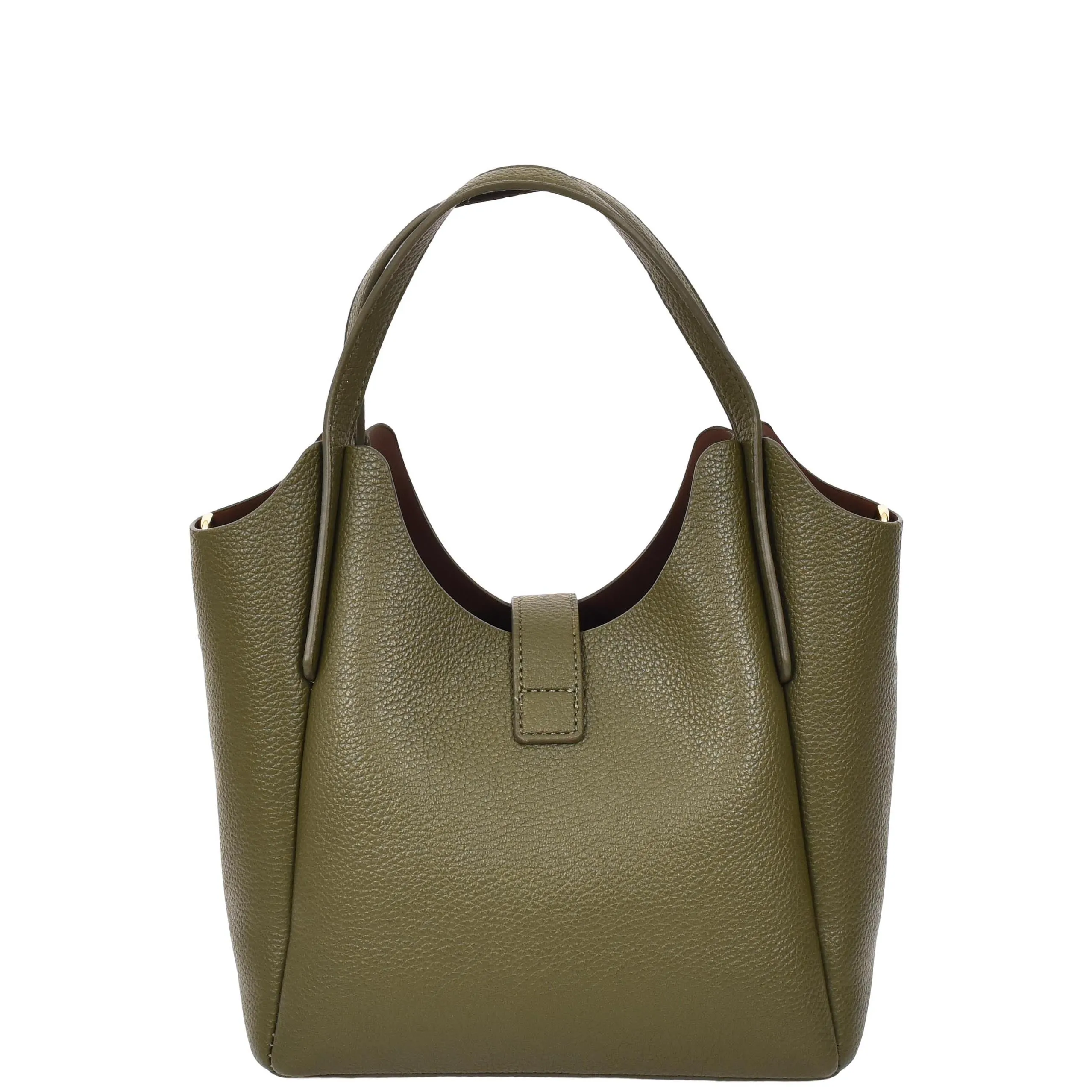 Womens Leather-Look Handbag Casual Basket Shape Small Fashion Tote Bag AH181 Olive Green