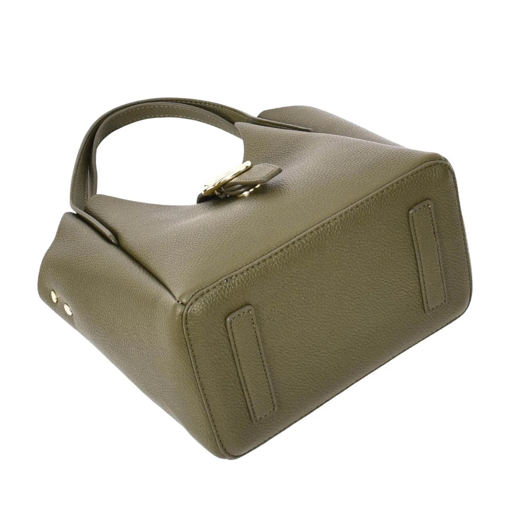 Womens Leather-Look Handbag Casual Basket Shape Small Fashion Tote Bag AH181 Olive Green